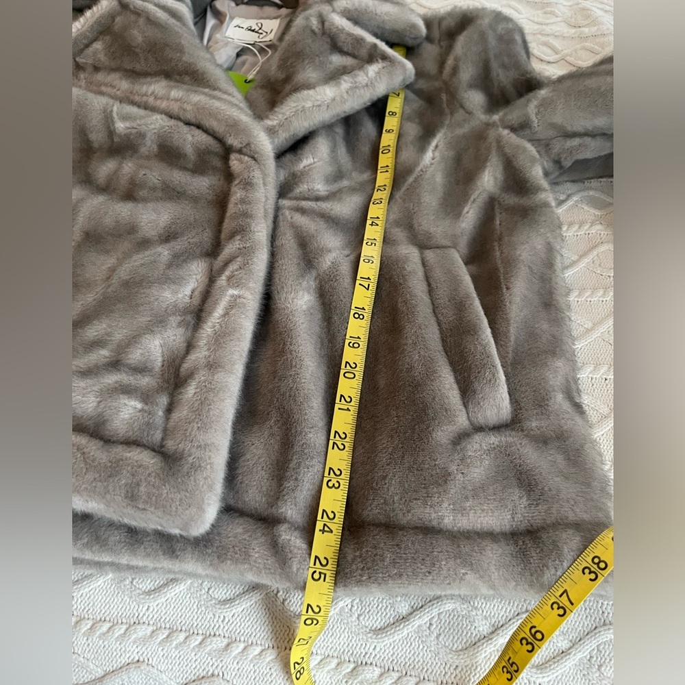 Sam Edelman Taupe Notch Collar Faux Fur Designer Jacket Women’s Size XL - Picture 7 of 16